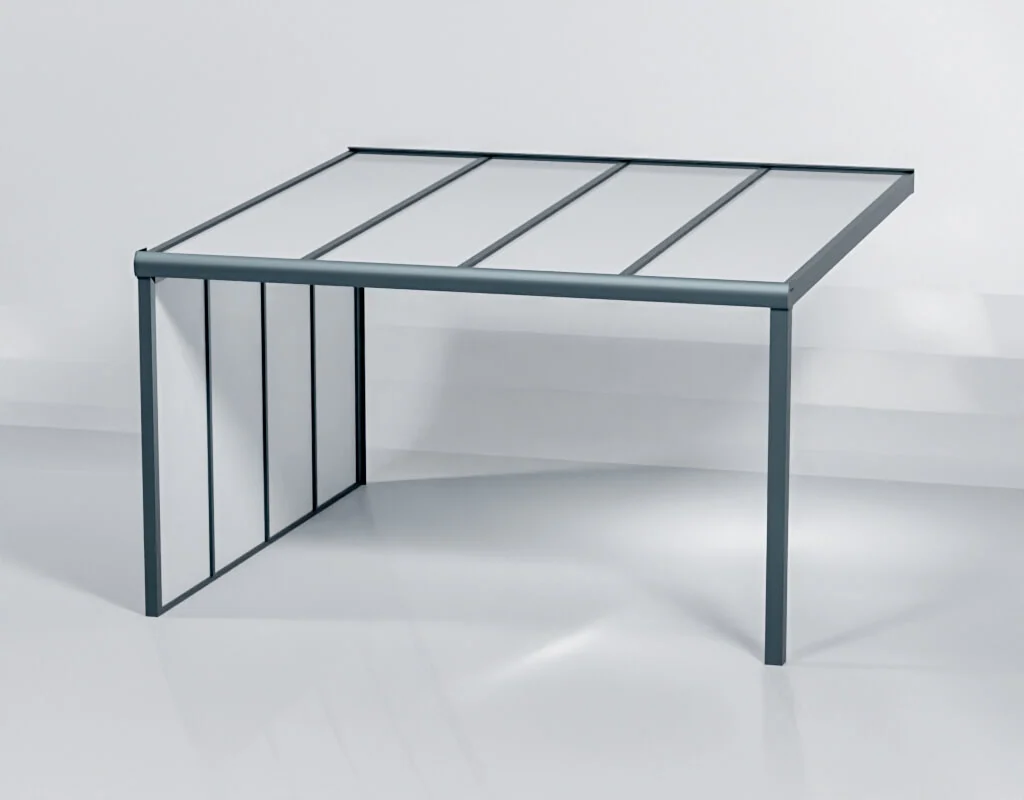 Terrassenüberdachung mit Seitenwand 4×4 | Polycarbonat